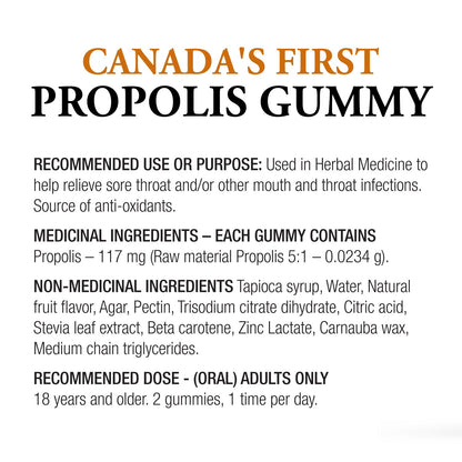 THROAT RESCUE Propolis Gummy: 60 count