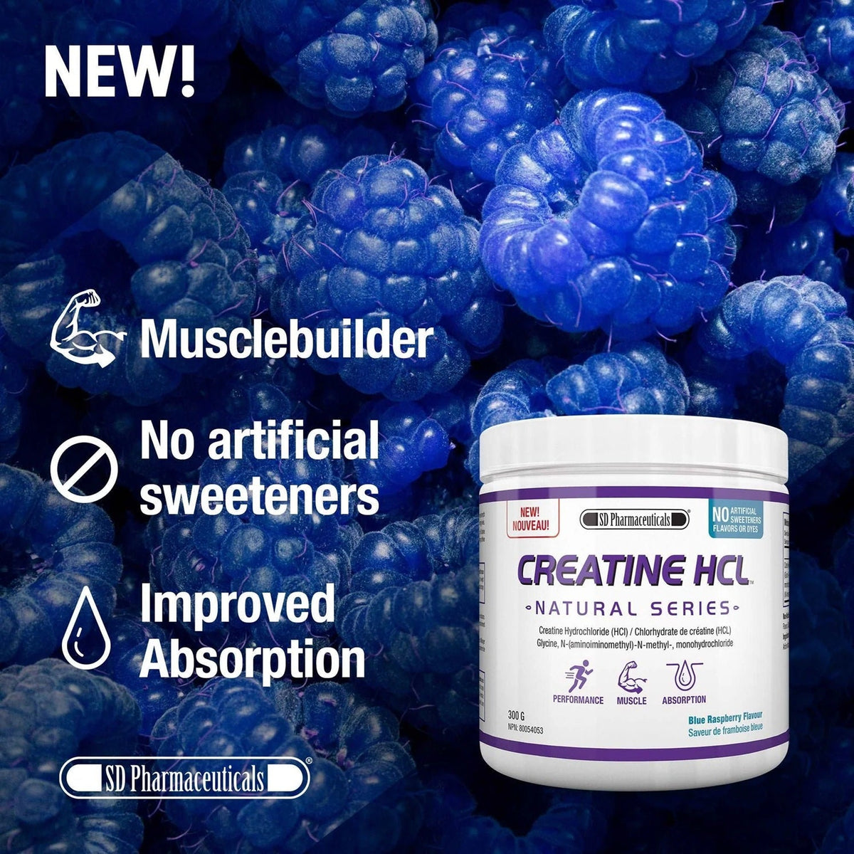 SD PHARMACEUTICALS Creatine HCL (Blue Raspberry - 300 grams)