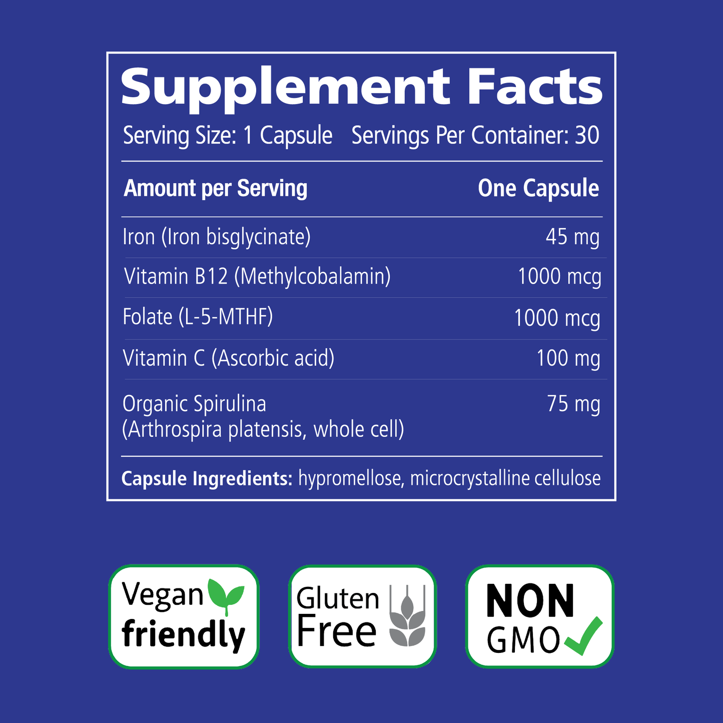 VITALITY Power Iron + Organic Spirulina